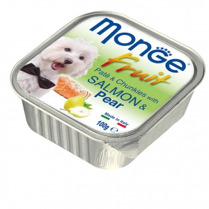 Makanan Basah Anjing Monge Fruit Pate and Chunkies with Salmon and Pear 100gr