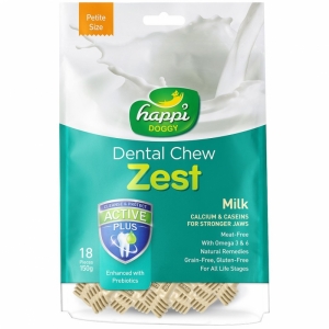 Snack Anjing Happi Doggy Dental Chew Zest Petite Gluten Free Milk 150g